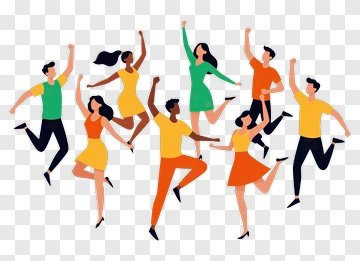 Diverse Group Jumping Together PNG