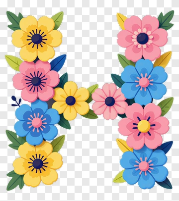 Floral Letter H Design PNG