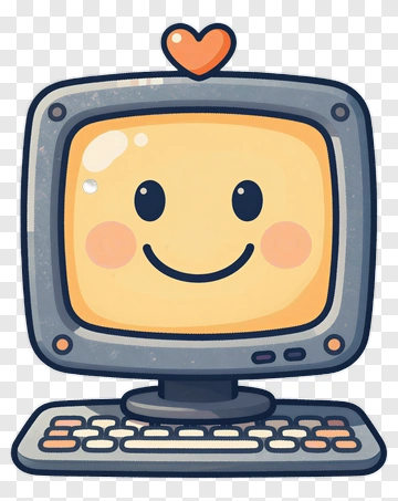Smiling Computer Monitor With Heart PNG