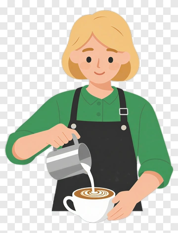 Barista Pouring Latte Art PNG