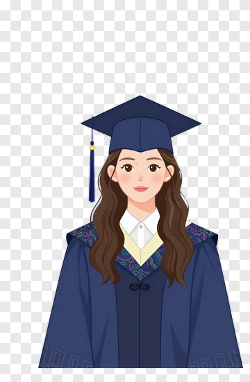 Cartoon Graduate In Blue Gown PNG