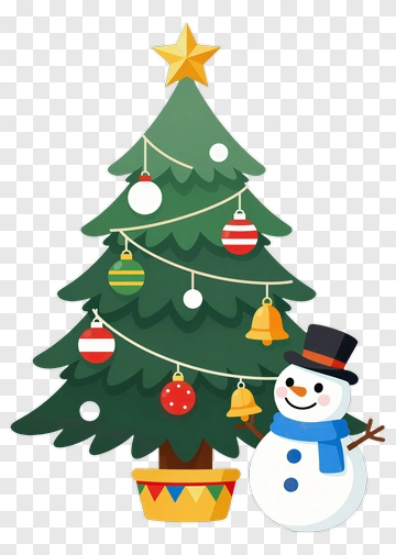 Christmas Tree With Snowman PNG