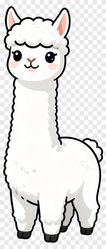 Cute White Alpaca PNG