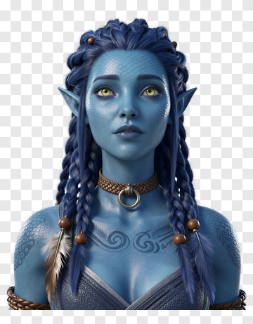 Blue Na'vi Woman With Braided Hair PNG