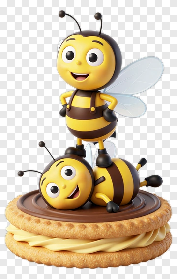 Cartoon Bees On Cookie PNG