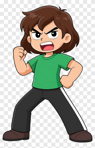 Angry Boy Cartoon Character PNG