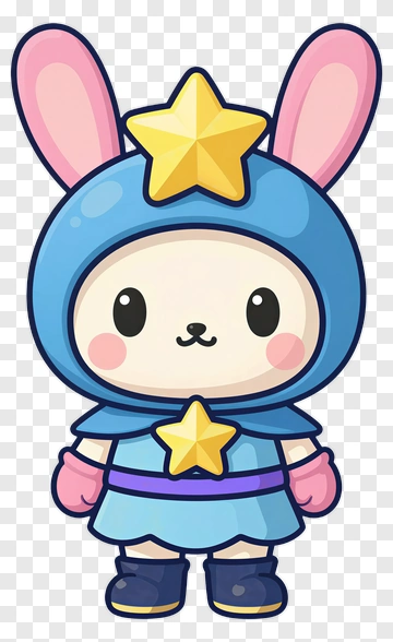 Cute Rabbit Character In Star Costume PNG