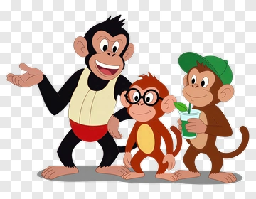 Three Cartoon Monkeys PNG