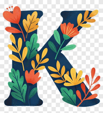 Floral Letter K Design PNG