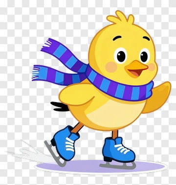 Yellow Chick Ice Skating PNG