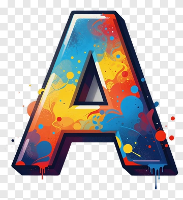 Colorful 3D Letter A With Paint Splatter PNG