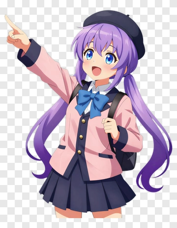 Anime Girl In School Uniform Pointing PNG
