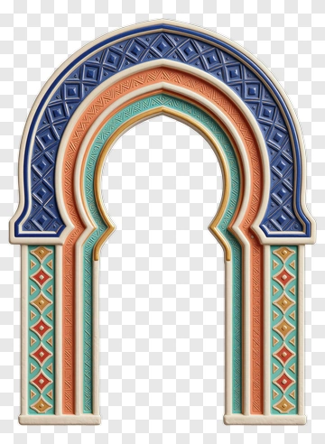 Decorative Islamic Arch With Geometric Patterns PNG