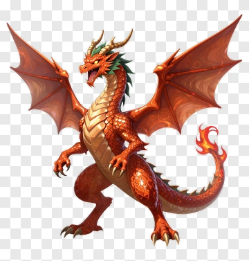 Orange Dragon With Fire Tail PNG