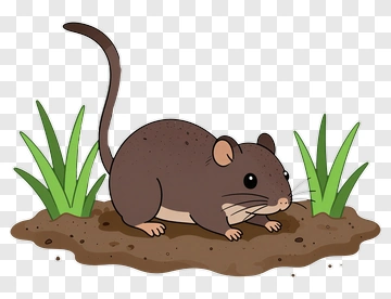Cartoon Rat In Grass PNG