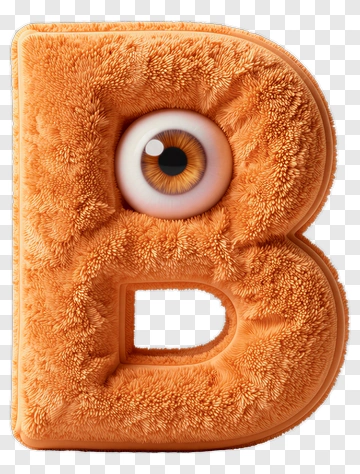 Furry Orange Letter B With Eye PNG