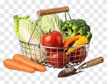 Fresh Vegetables In A Wire Basket PNG