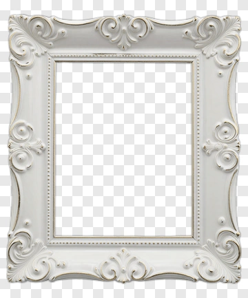 Ornate White Frame With Gold Accents PNG
