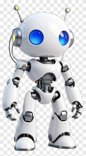 Cute White Robot With Blue Eyes PNG