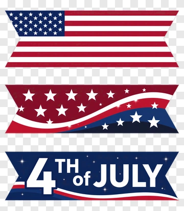American Flag July 4th Banner Set PNG