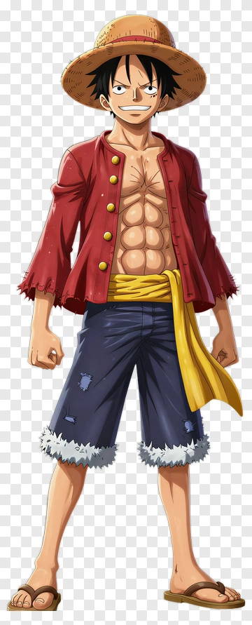 Monkey D Luffy In Straw Hat Pirates Outfit PNG