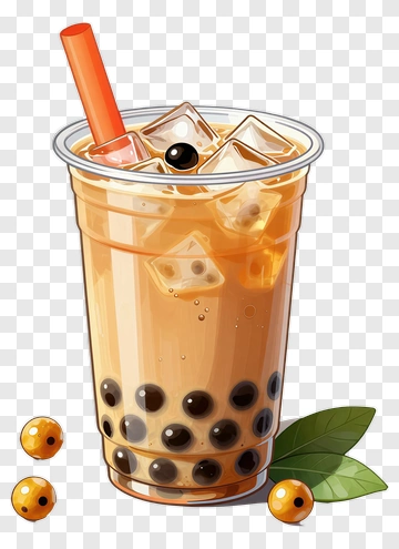 Bubble Tea With Ice And Tapioca Pearls PNG