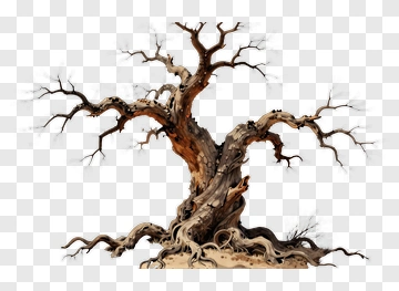 Ancient Tree In Desert PNG
