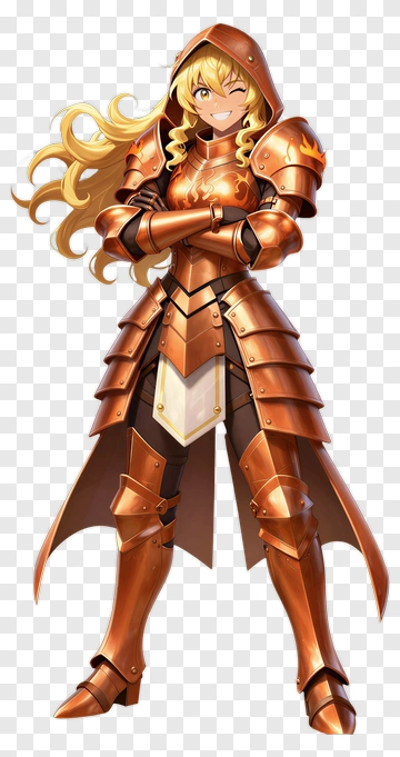 Female Knight In Golden Armor PNG