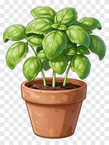 Potted Basil Plant PNG