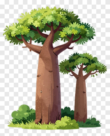 Baobab Tree With Bushes PNG