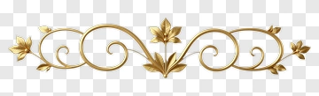 Gold Ornament With Scroll And Leaf PNG