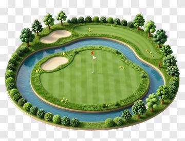 Golf Course With Flag And Hazards PNG