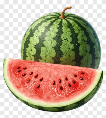 Watermelon Slice With Whole Fruit PNG