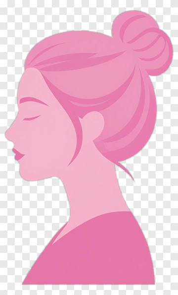 Pink Woman Profile With Hair Bun PNG