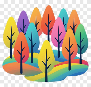 Colorful Trees In A Forest PNG