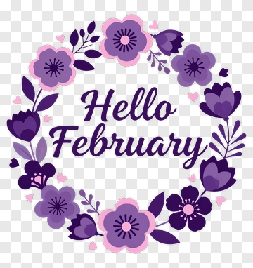 Hello February Flower Wreath PNG