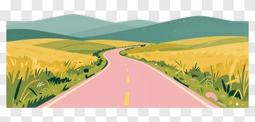 Pink Road Through Golden Fields PNG