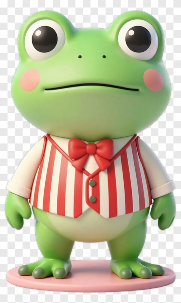 Cute Frog In Striped Vest PNG