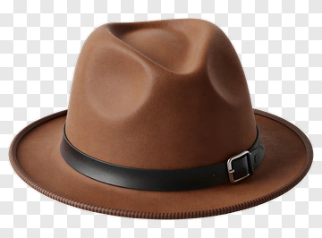 Brown Fedora Hat With Leather Band PNG