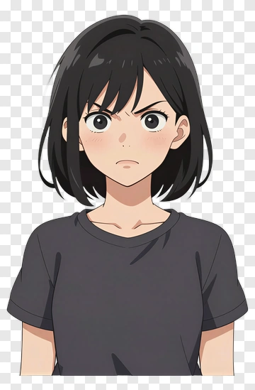 Anime Girl With Short Black Hair PNG