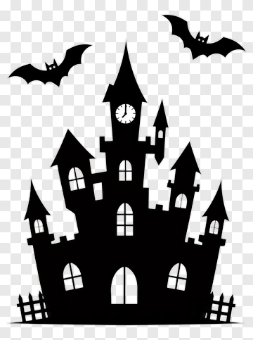 Halloween Castle With Bats PNG