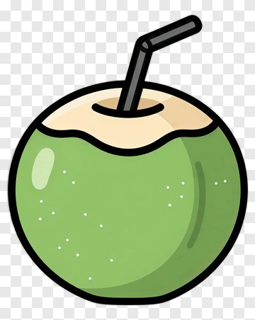 Coconut With Straw PNG