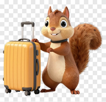 Squirrel With Suitcase PNG