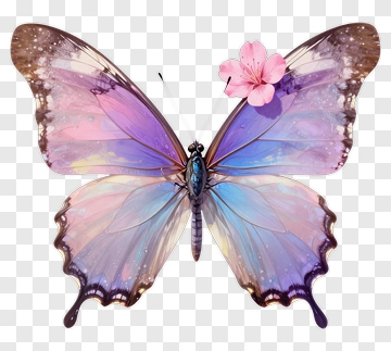 Butterfly With Pink Flower PNG