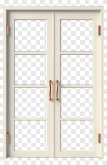 White Double Door With Gold Hardware PNG