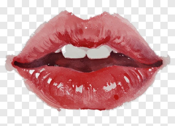 Watercolor Lips With Red Lipstick PNG