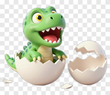 Cute Baby Dinosaur Hatching From Egg PNG