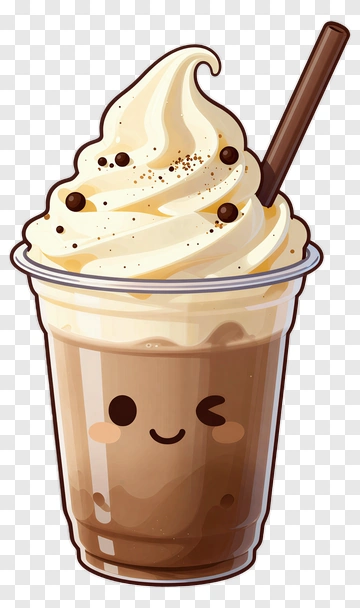 Cute Iced Coffee With Whipped Cream PNG