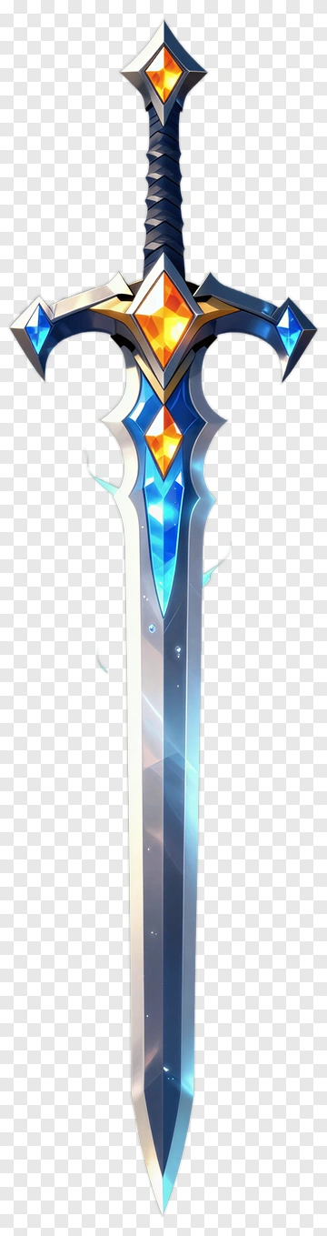 Epic Fantasy Sword With Gemstone Accents PNG