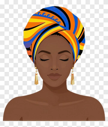 Woman Wearing Colorful Headwrap PNG